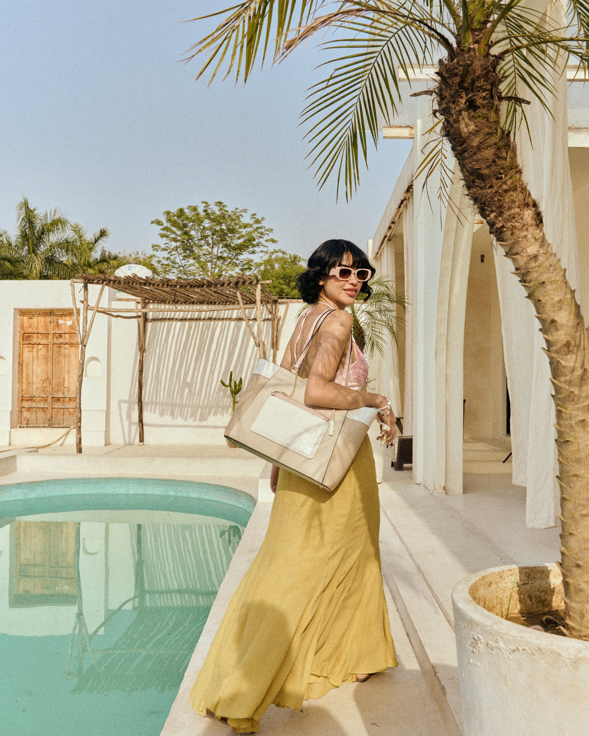 Nova Tote Bag -  Cream Pink