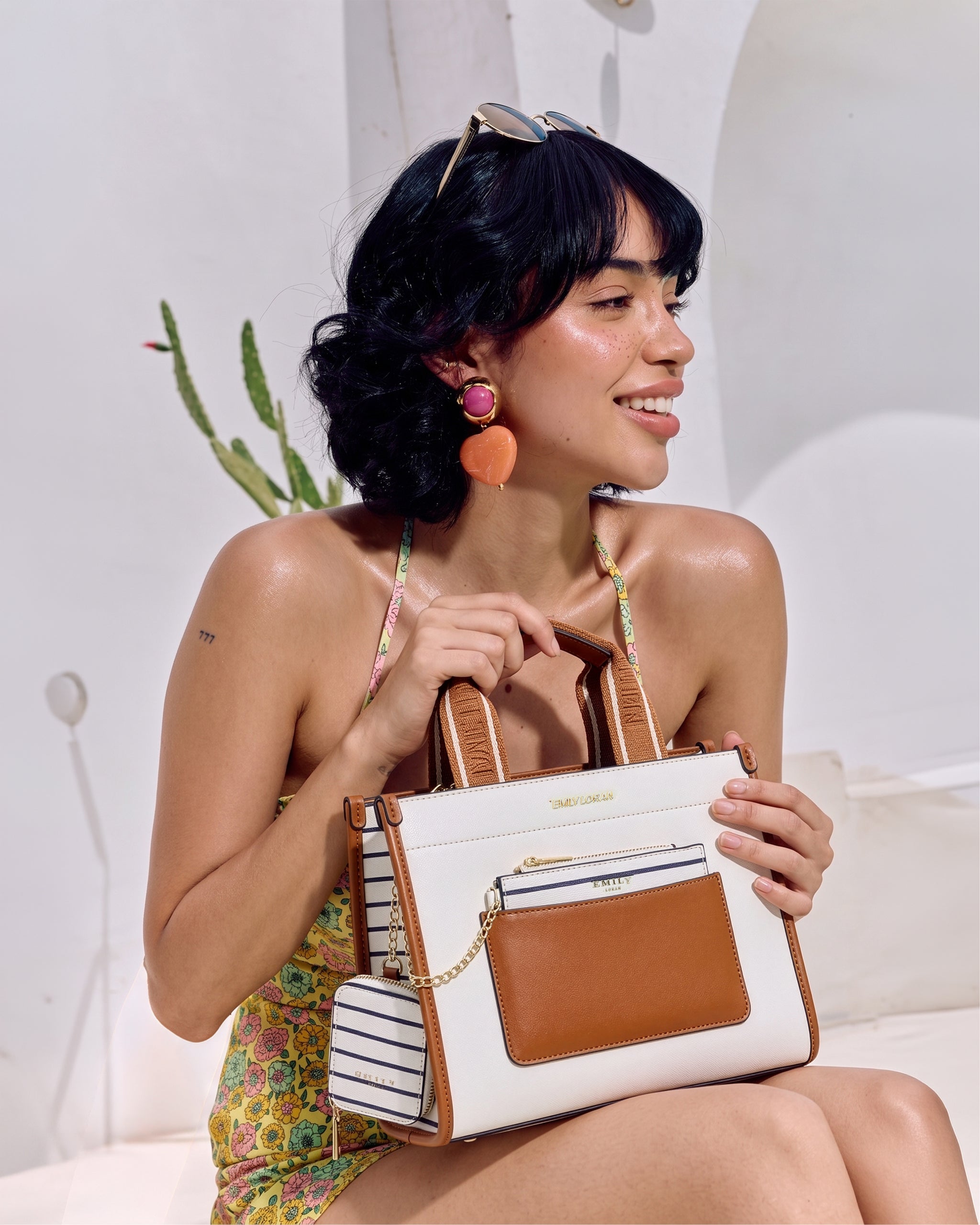 Charm Carry Handbag- Stripes
