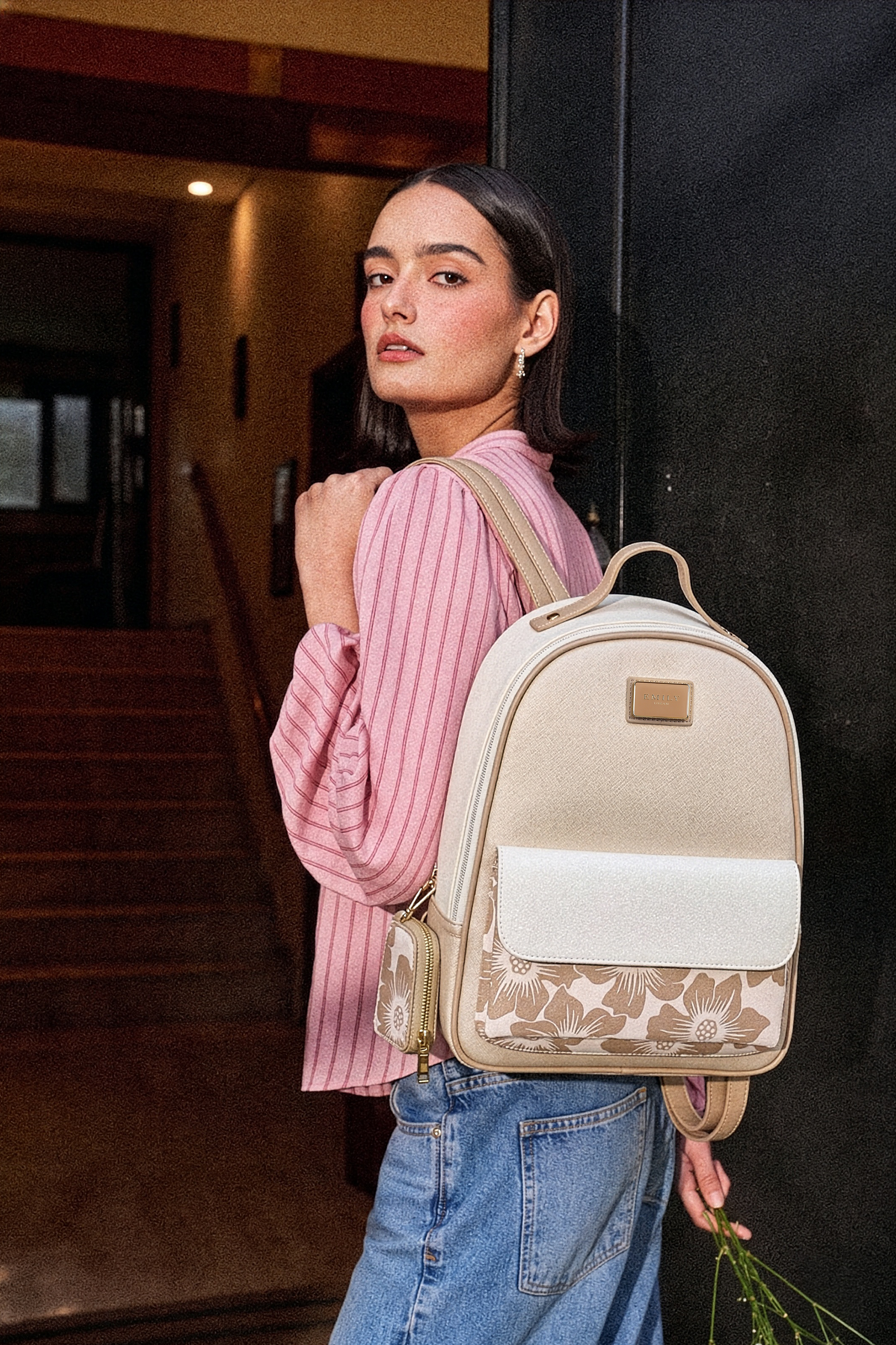 Willow Bagpack - Beige Floral
