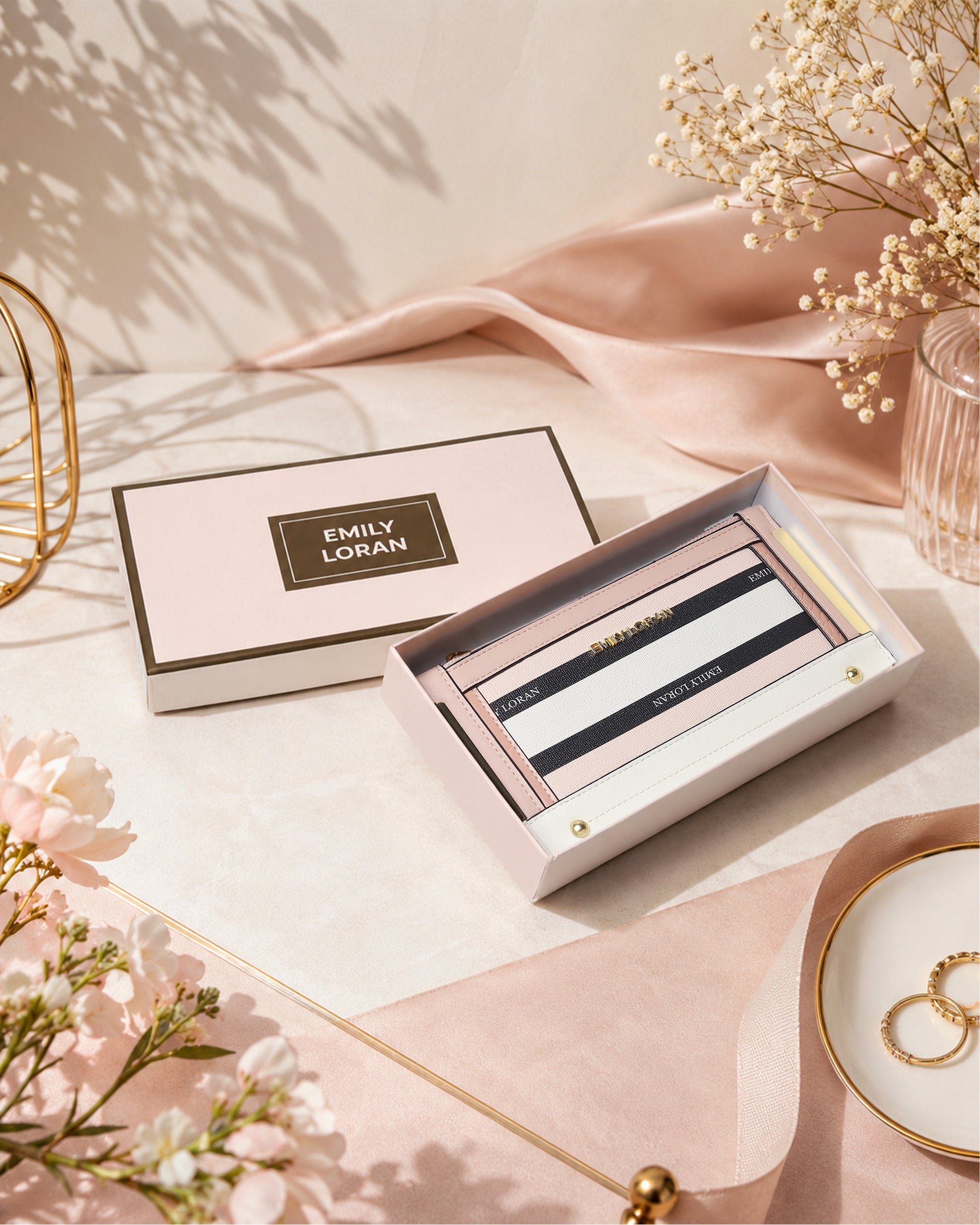 Rosalie Wallet- Pink Stripes