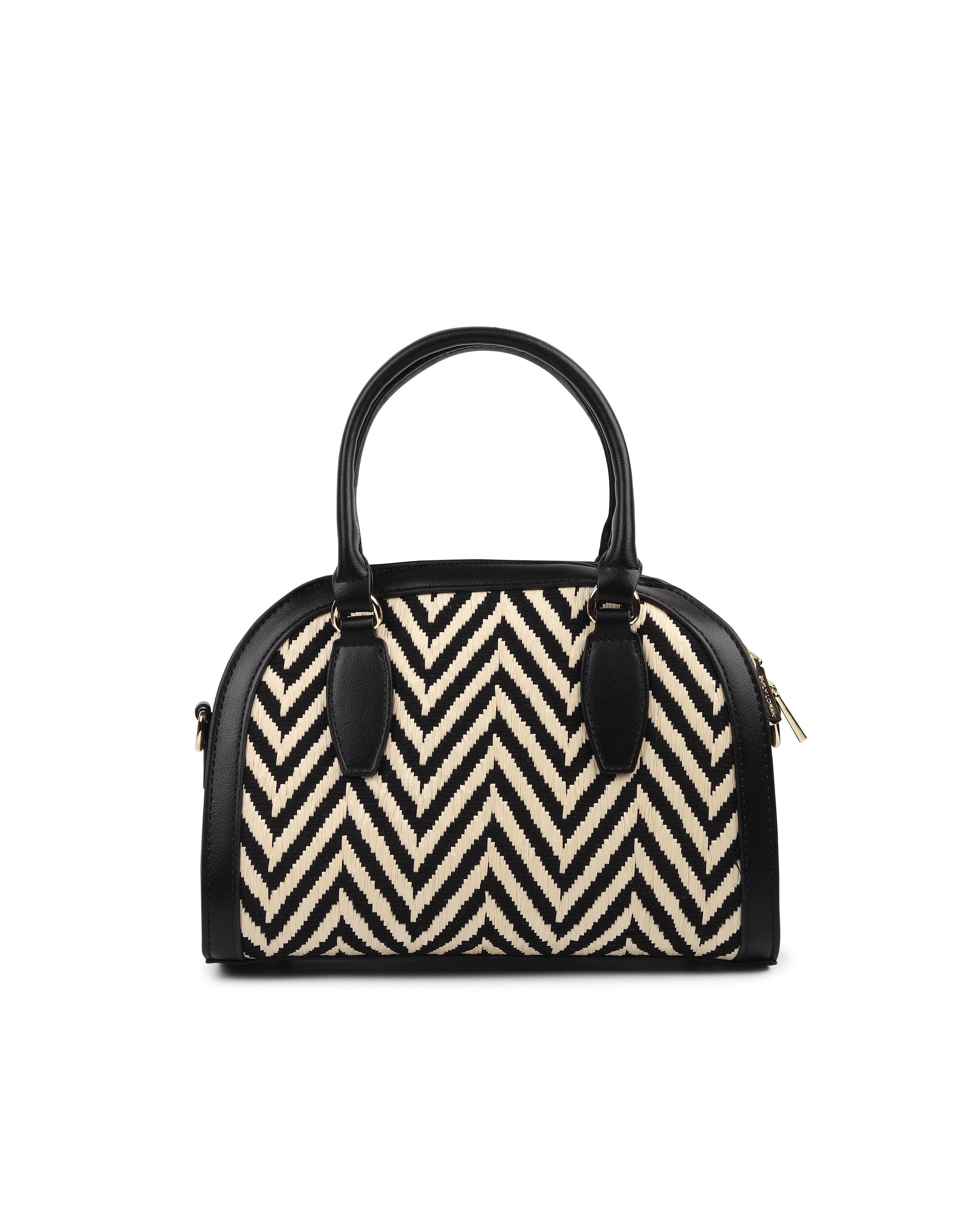 Blossom Handbag - Black-Beige