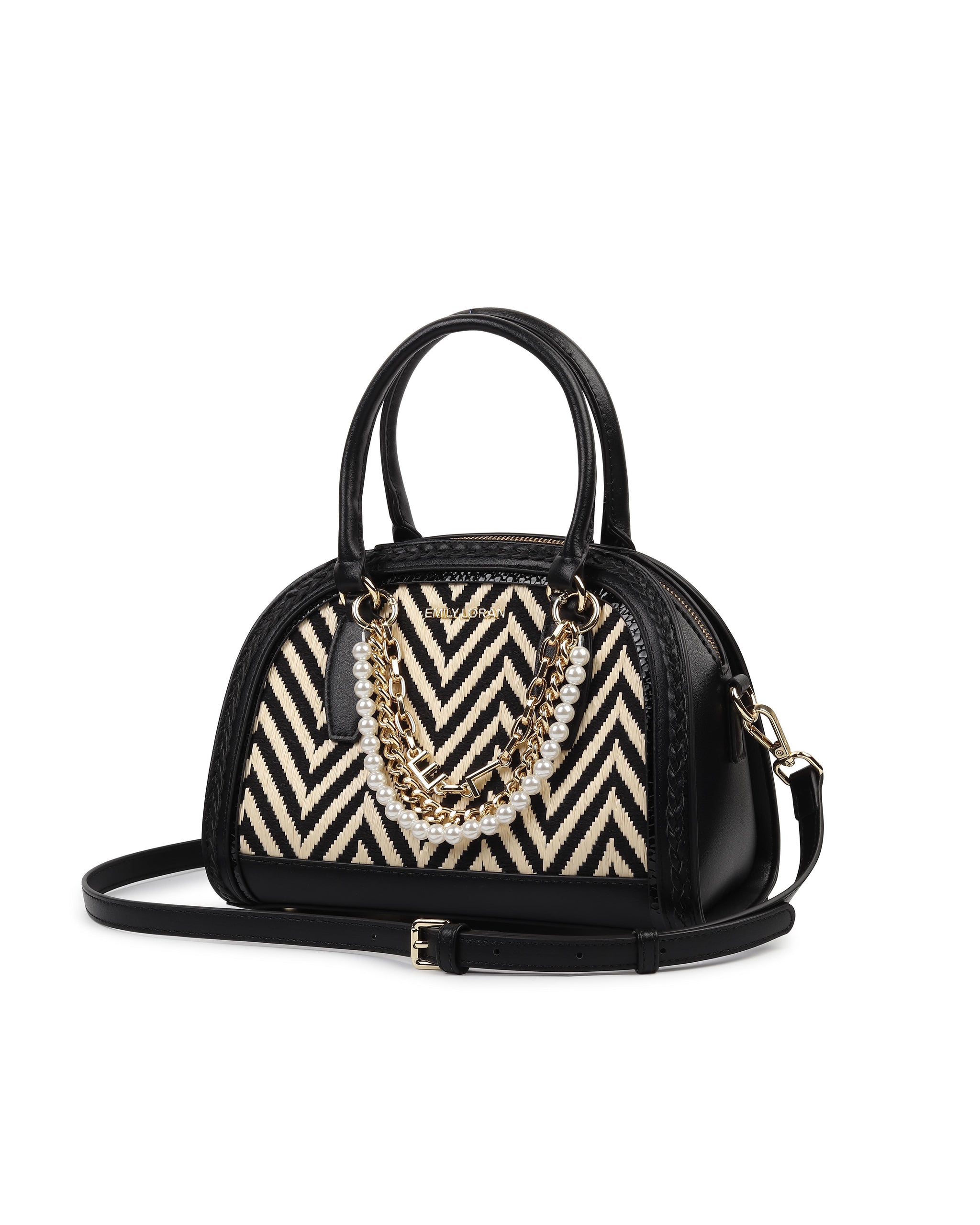 Blossom Handbag - Black-Beige