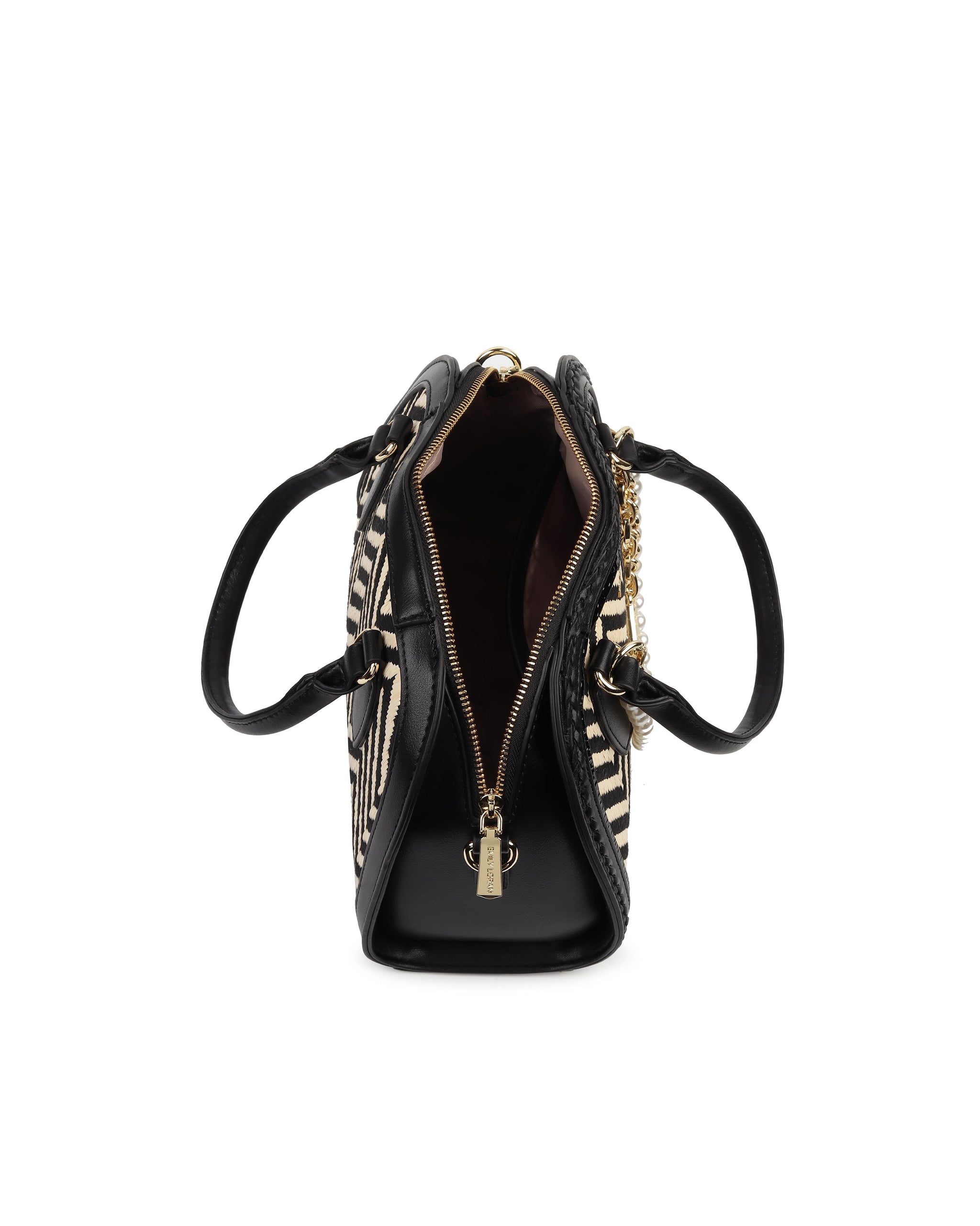 Blossom Handbag - Black-Beige