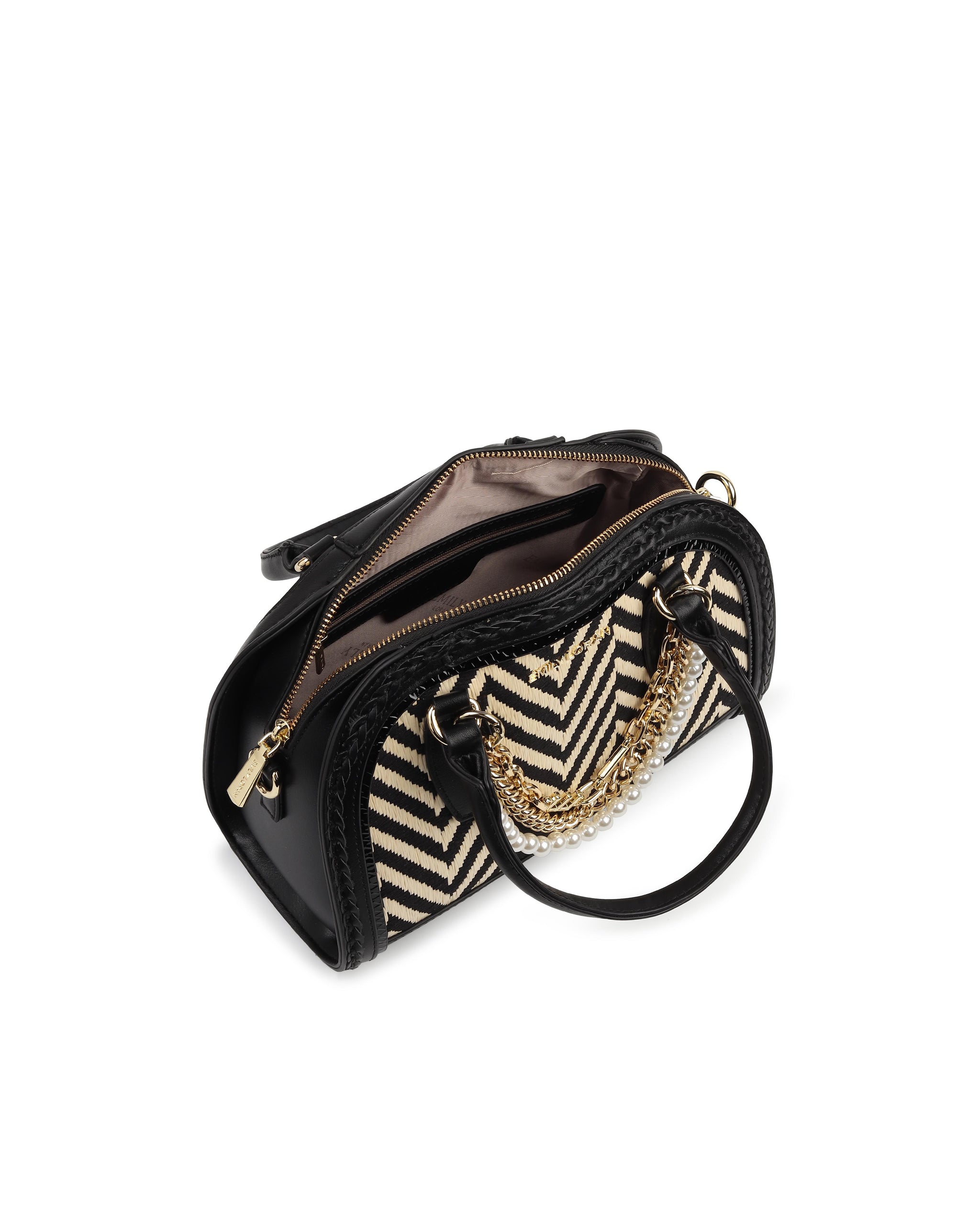 Blossom Handbag - Black-Beige