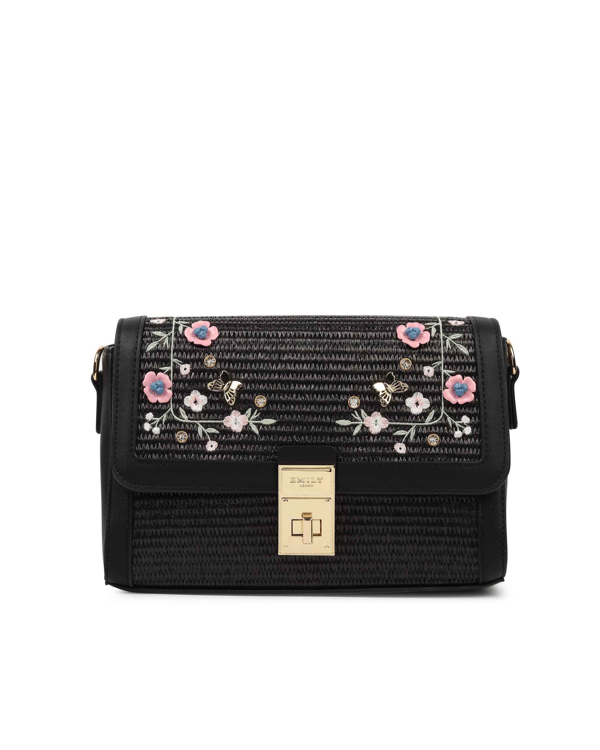 Wildflower Crossbody Bag - Black
