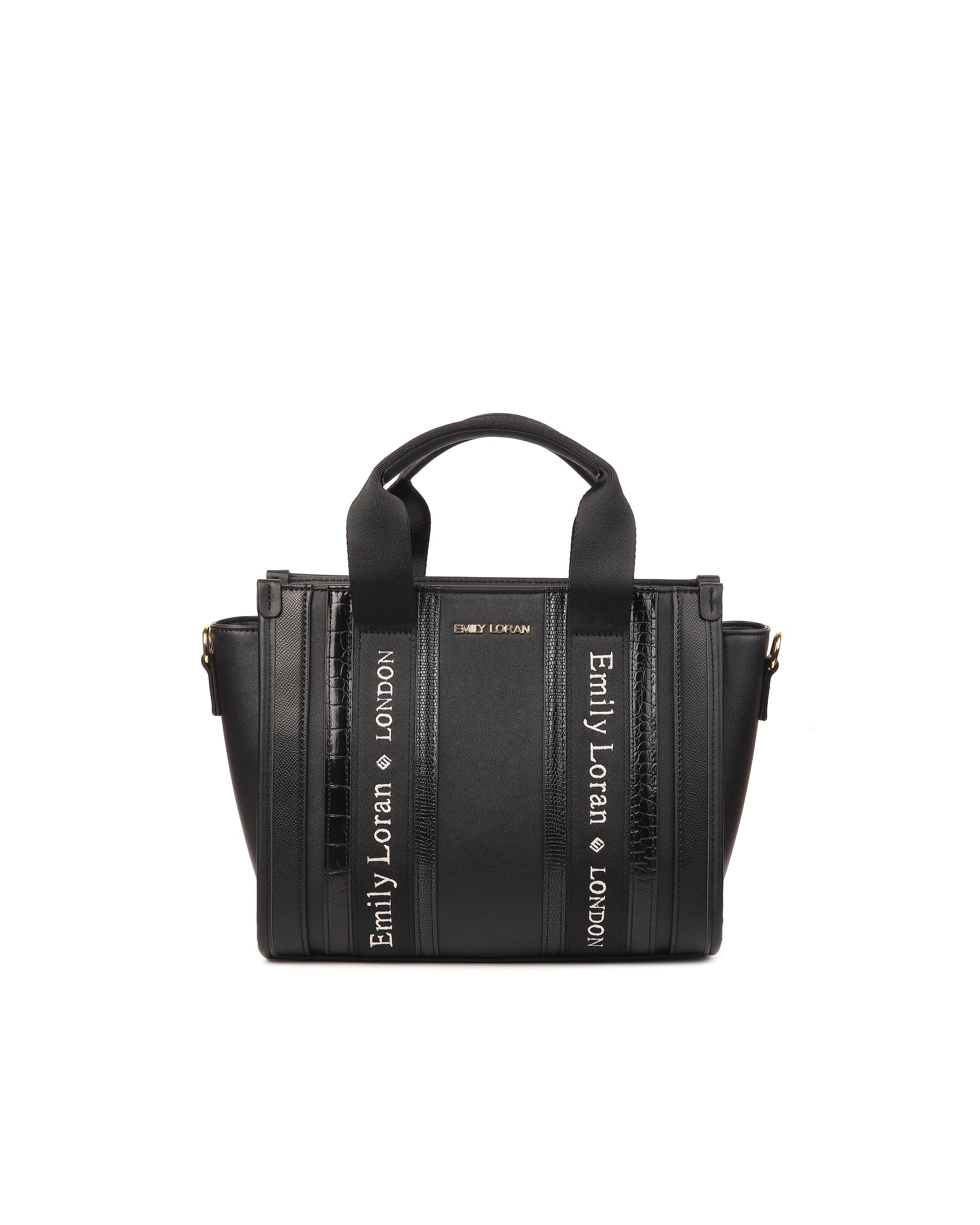 Signature Stripe Tote Bag- Black