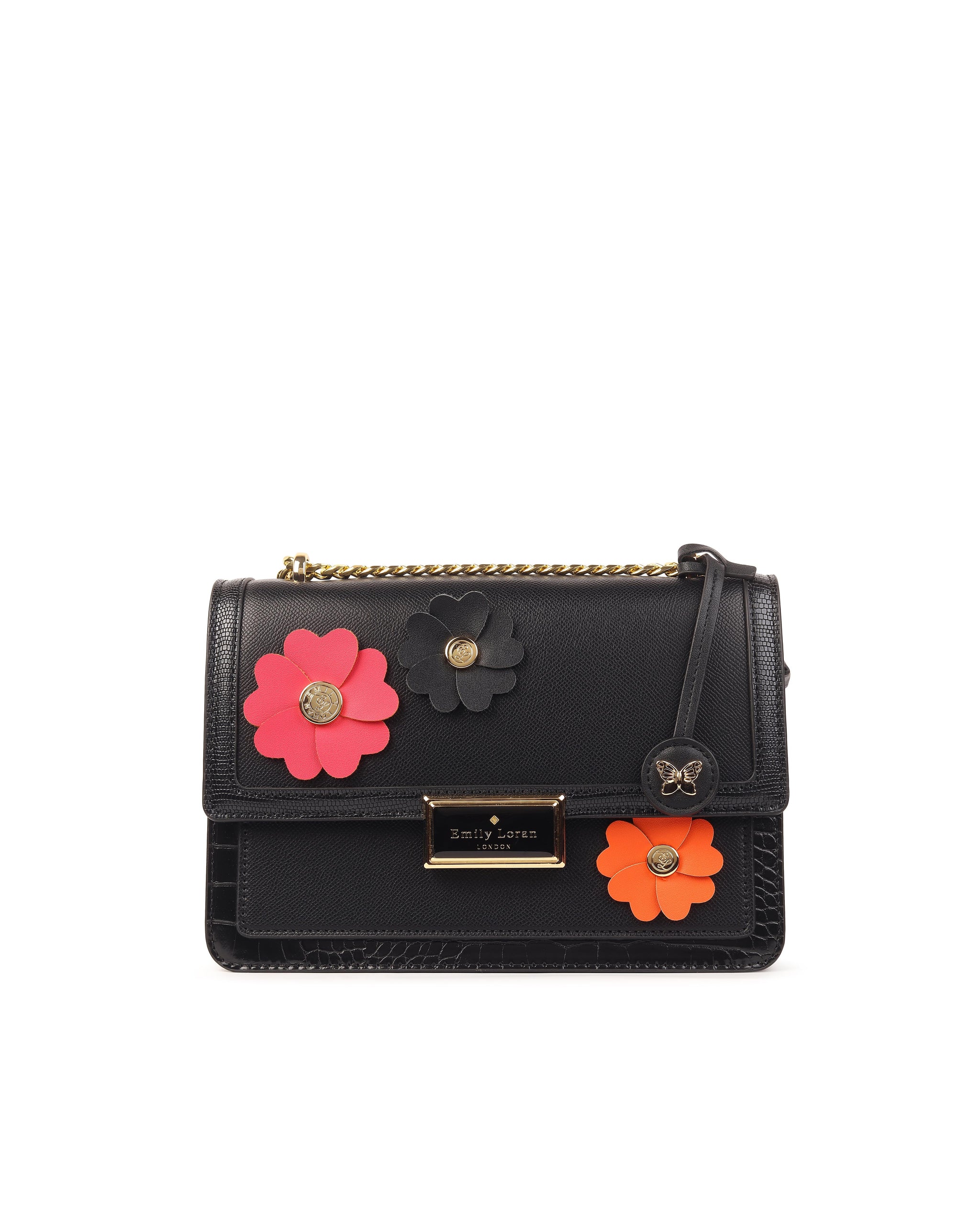 Rosette Luxe Shoulder Bag - Black