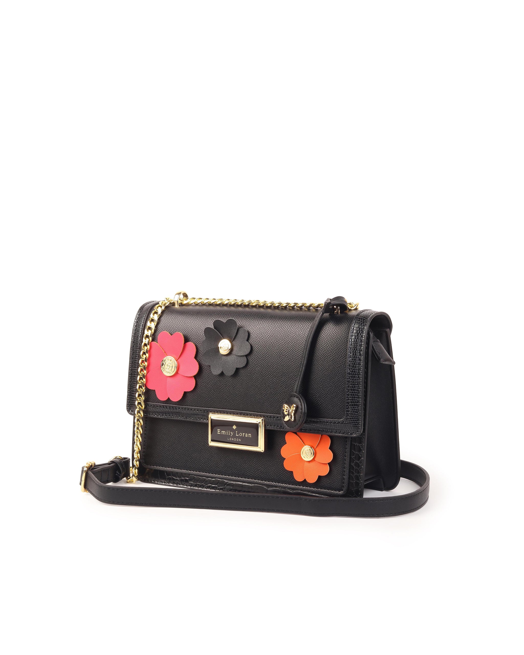 Rosette Luxe Shoulder Bag - Black