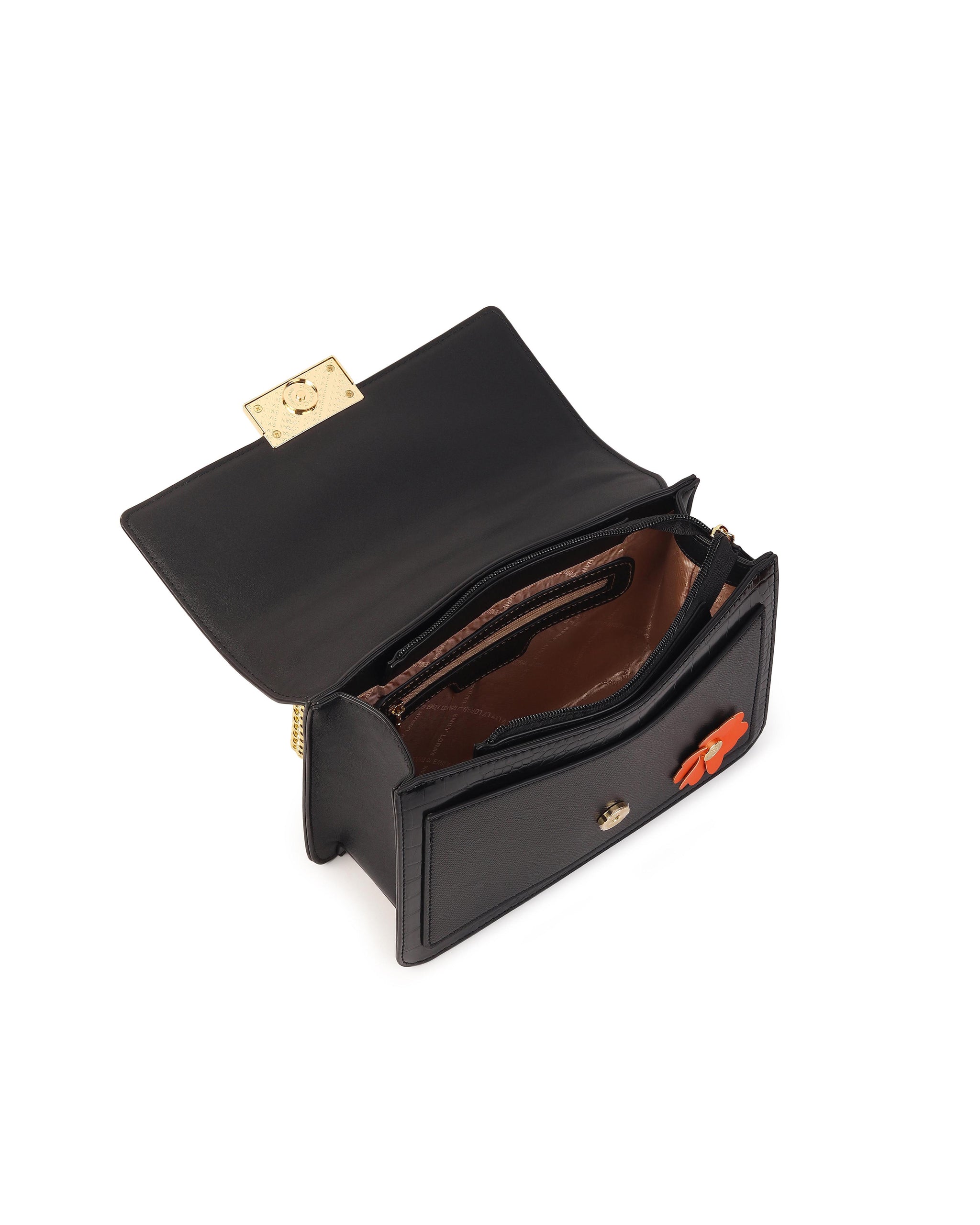 Rosette Luxe Shoulder Bag - Black