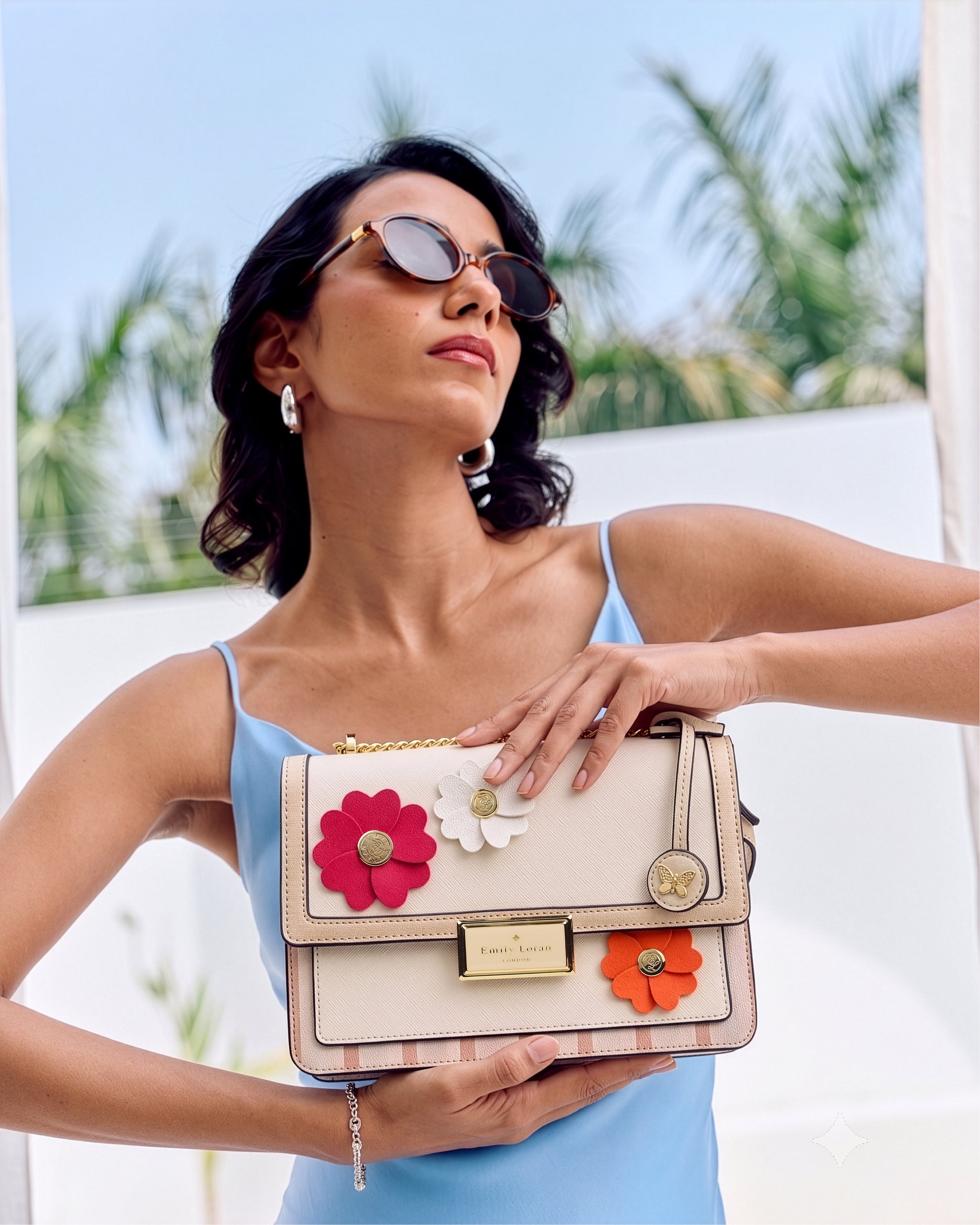 Rosette Luxe Shoulder Bag - Beige