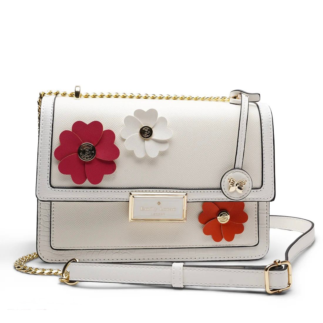 Rosette Luxe Shoulder Bag - White