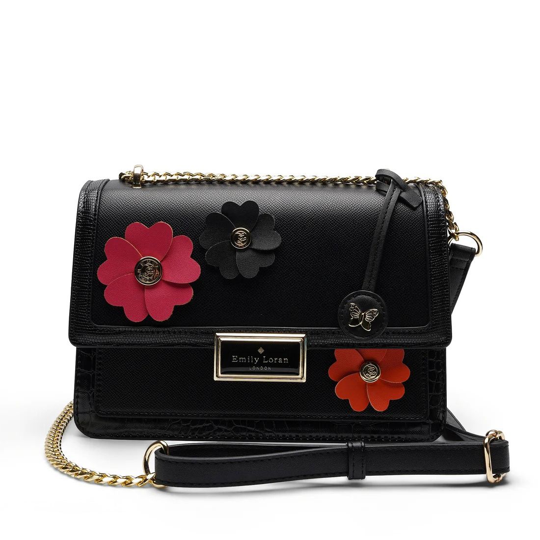 Rosette Luxe Shoulder Bag - Black