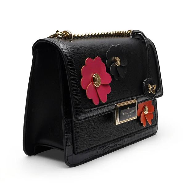 Rosette Luxe Shoulder Bag - Black