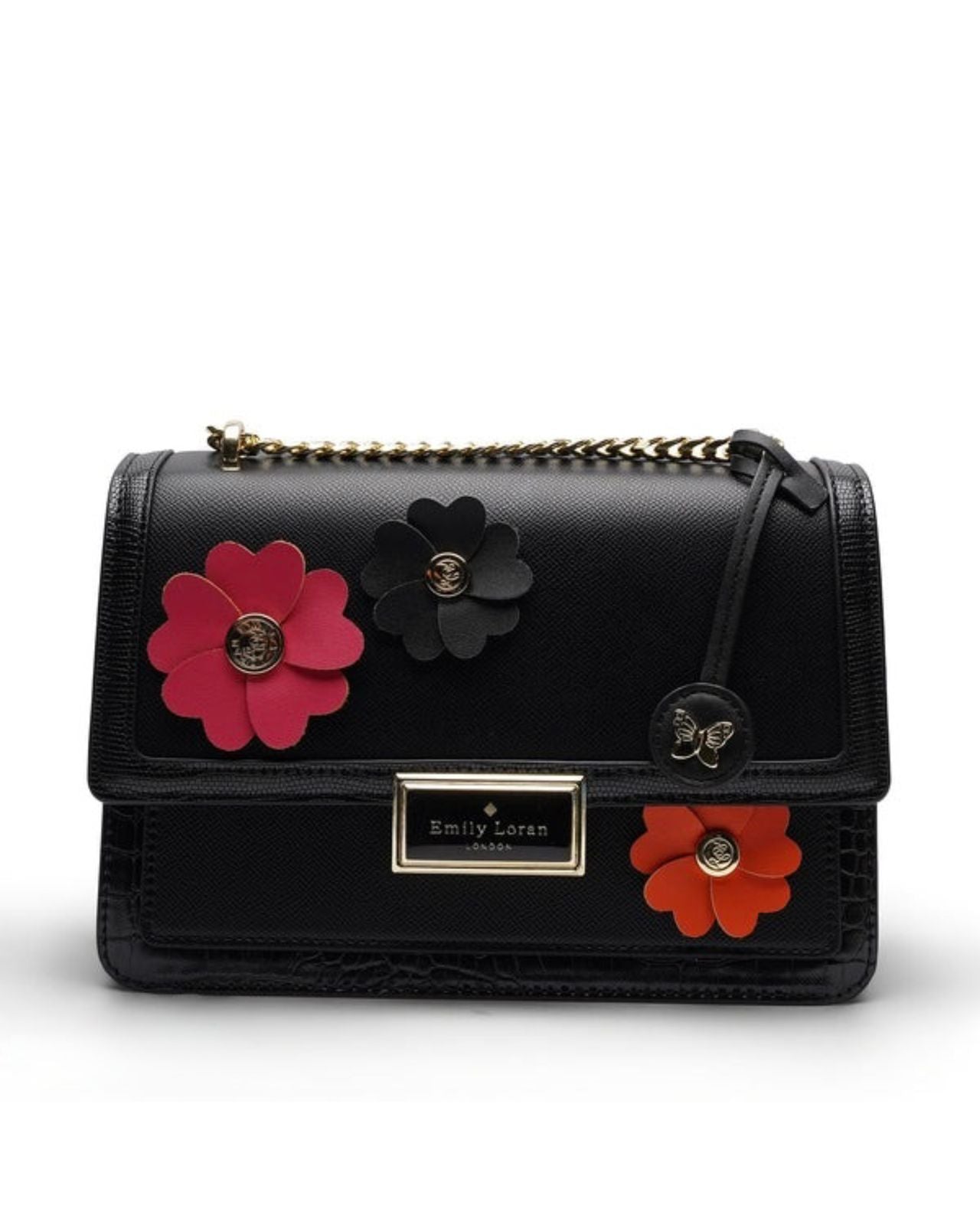 Rosette Luxe Shoulder Bag - Black
