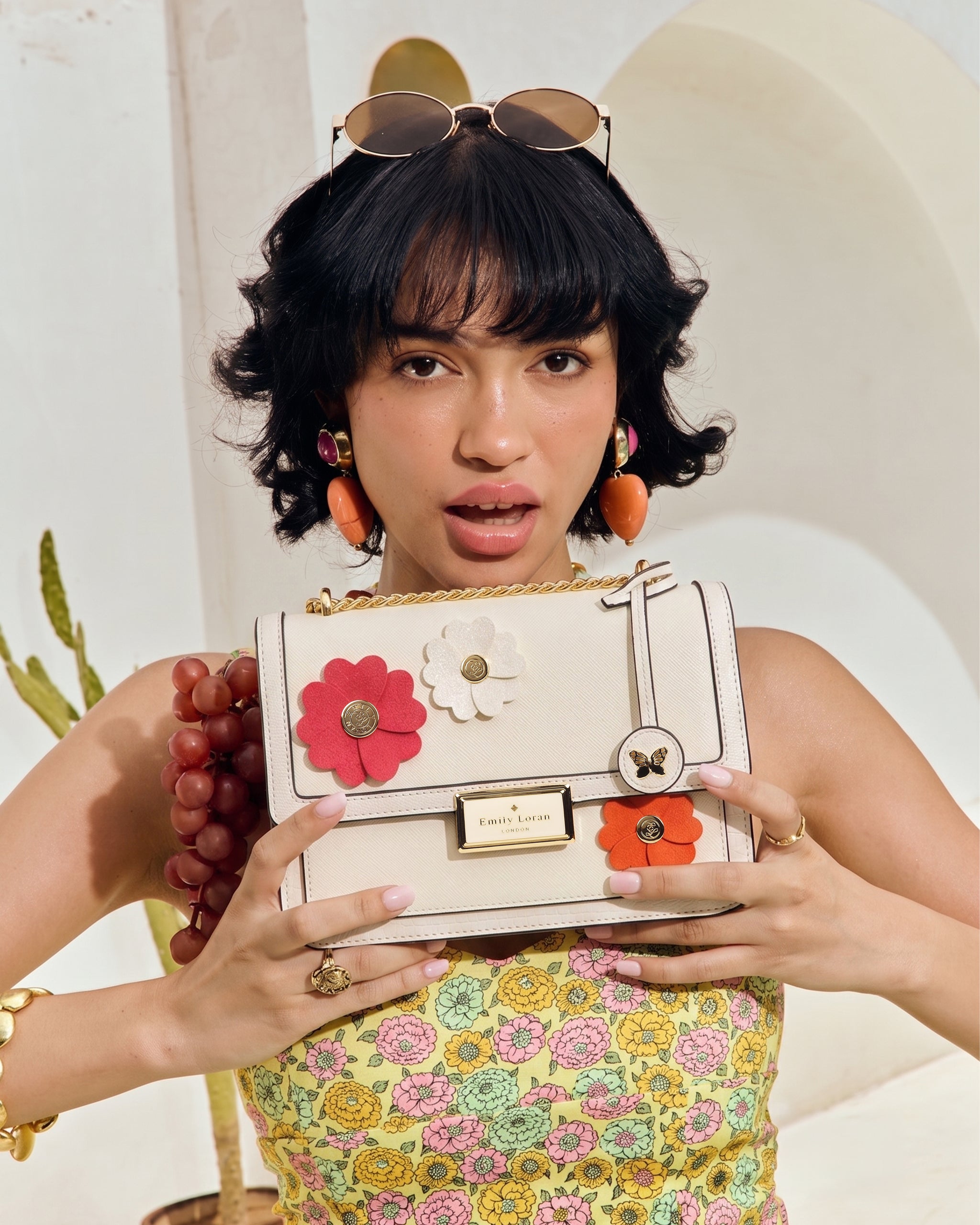 Rosette Luxe Shoulder Bag - White